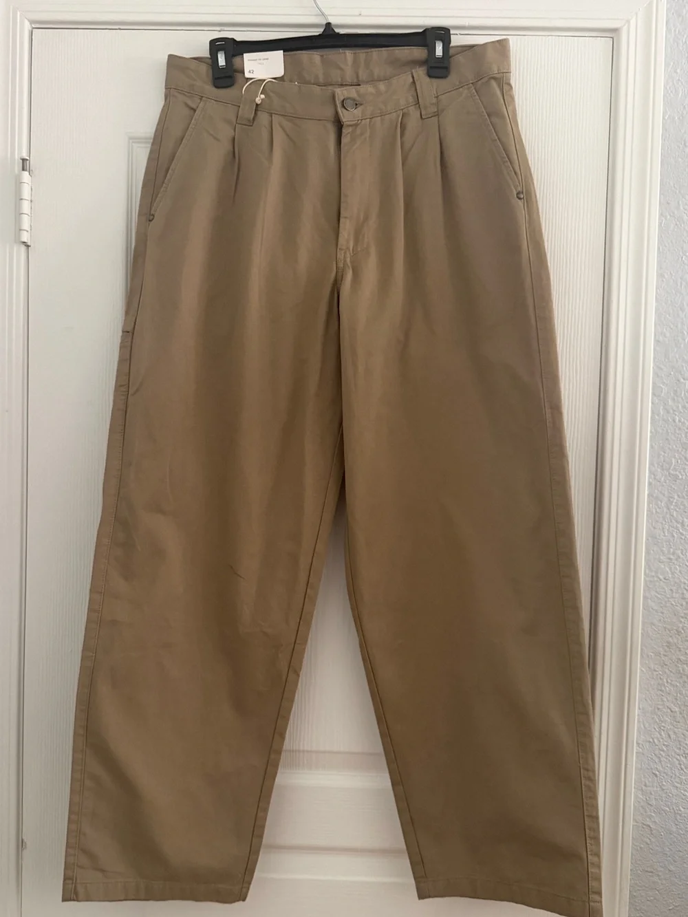 NWT ZARA Men’s Khaki Cargo Pants Pleated Relaxed Fit Cotton Casual Outdoor Work